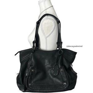 Y2K “Jessica Simpson” Black Leather Style Studded Shoulder Bag